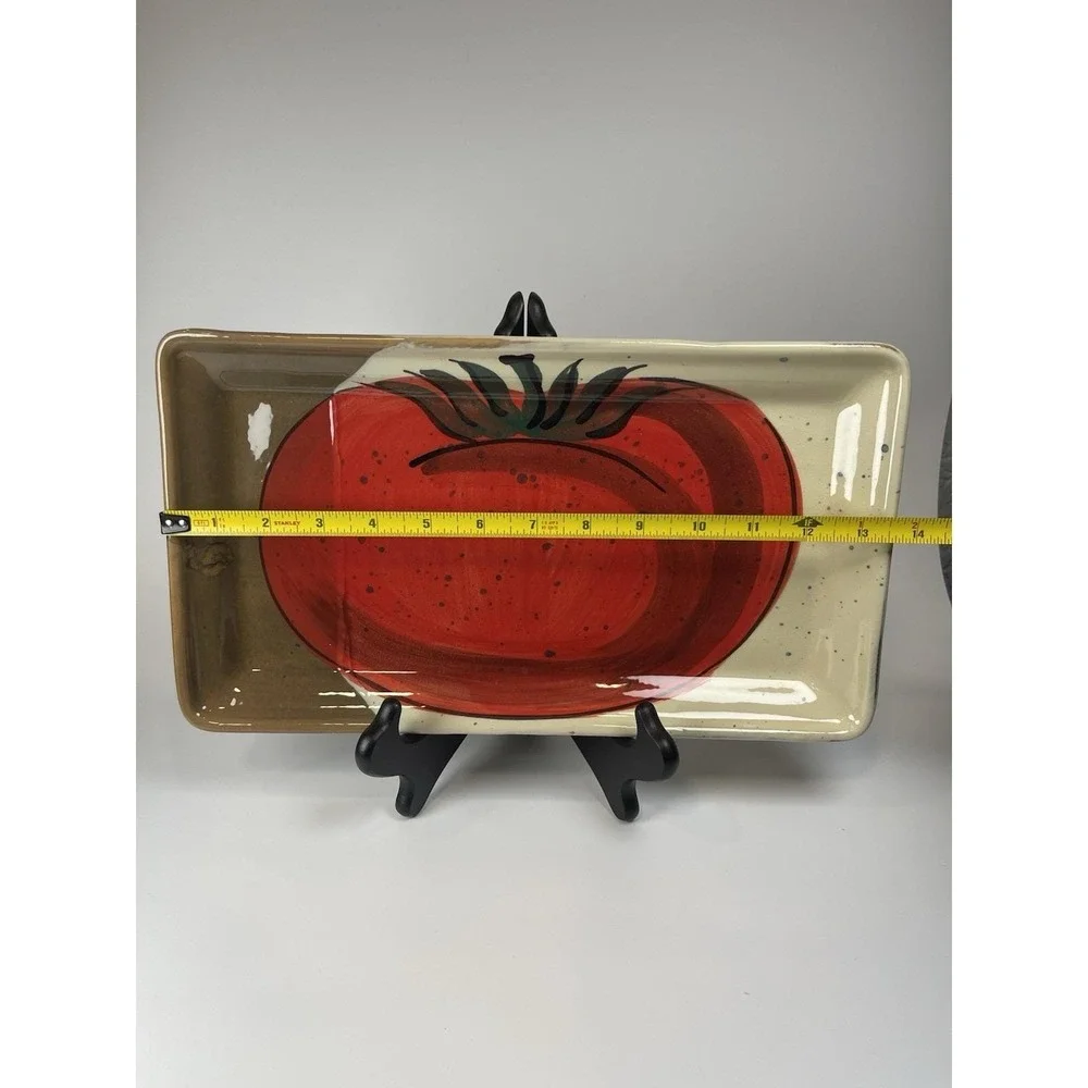 Crate and Barrel Roma Tomato Rectangular Tray Serving Dish Handpainted‎  Italy